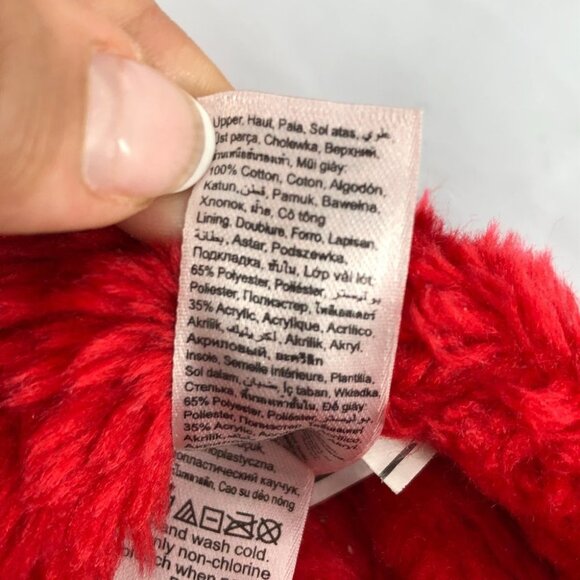 La Senza Red Snowflake Pattern Fuzzy Short Indoor Winter Christmas Slippers L/XL - Picture 9 of 13